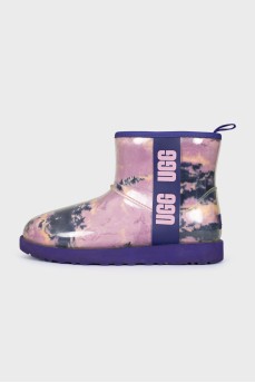 Purple rubber boots