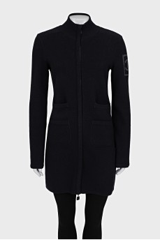 Wool cardigan with brand logo