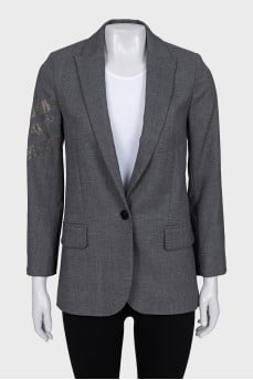 Gray jacket decorated with rhinestones