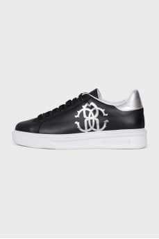 Men's leather sneakers with logo