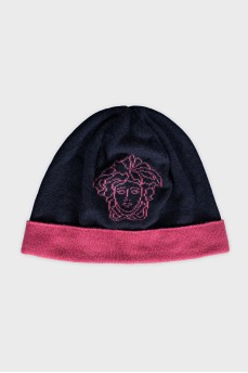 Cashmere hat with brand logo