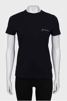 Straight T-shirt with branded embroidery