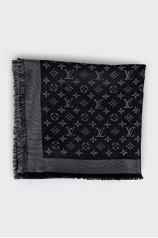 Black scarf with signature print