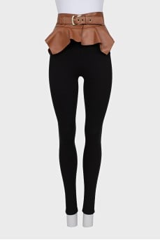 Brown leather peplum