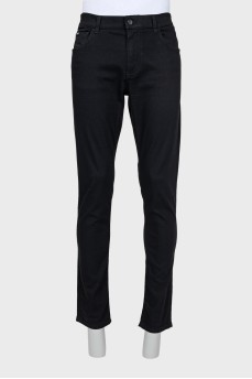 Men's black straight-leg jeans