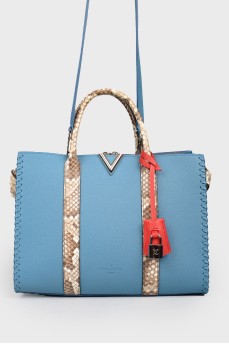 Blue Glacier Cuir Plume tote bag