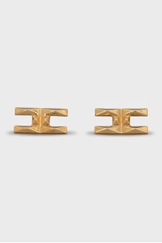 Gold-tone logo earrings