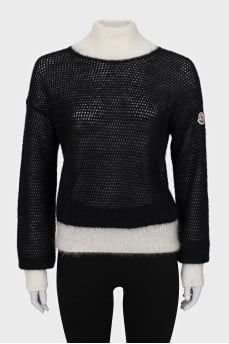 Black and white chunky knit sweater