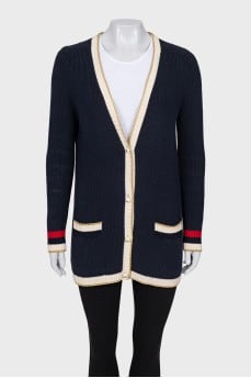 Straight cardigan with embroidery on the back
