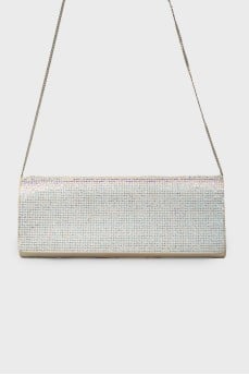Clutch on a thin strap with rhinestones