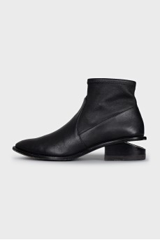 Leather boots with silver heels