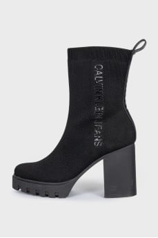 Textile ankle boots with heels