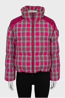 Pink checkered down jacket