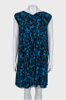 Two-tone silk and wool dress