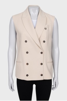 Beige double-breasted vest
