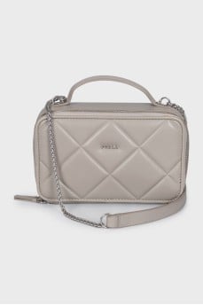 Gray leather mini bag