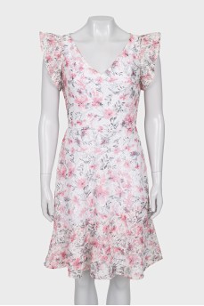 Lace dress with floral print