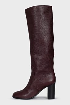 Red leather boots with heels