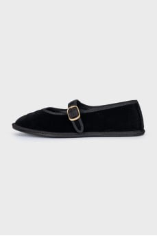 Velvet ballet flats with tag