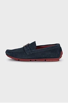 Men's perforated suede loafers