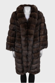 Straight-cut sable fur coat