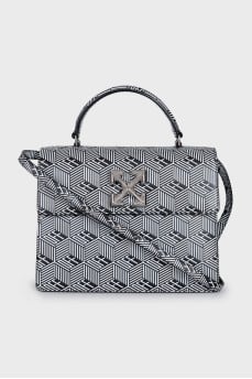 Black and white leather satchel