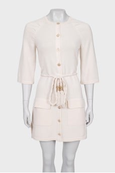 Cashmere dress with a belt