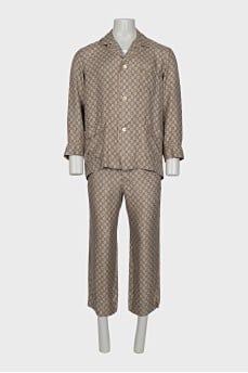 Men's silk suit with signature print