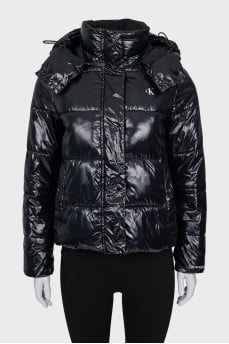 Glossy straight-cut down jacket