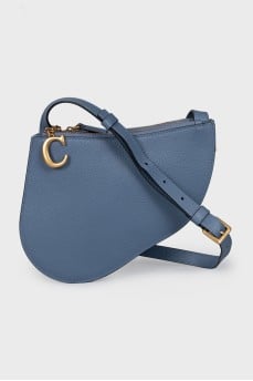 Leather blue Saddle bag