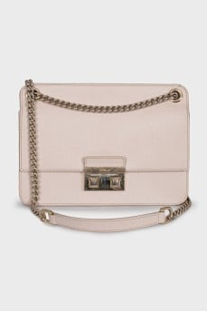 Beige leather crossbody