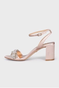 Crystal-embellished heeled sandals