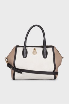 White leather bag with contrast trim