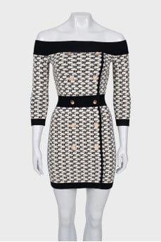 Black and white dress with signature print