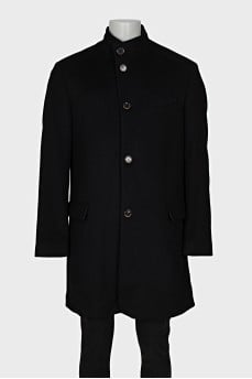 Men's black button-down coat