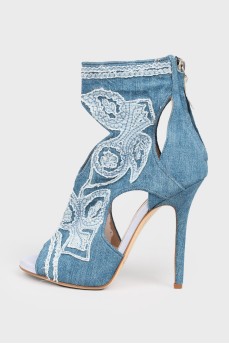 Denim high sandals