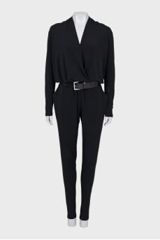 Black jumpsuit with belt