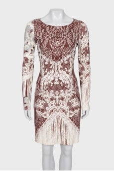 Long sleeve printed bodycon dress
