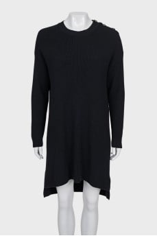 Loose cashmere dress with buttons