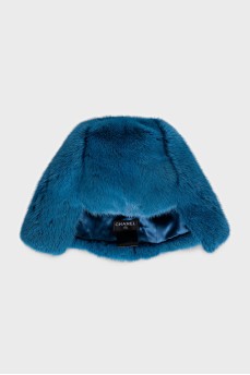 Blue short-pile hat