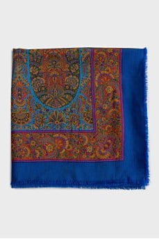 Wool and silk scarf with print