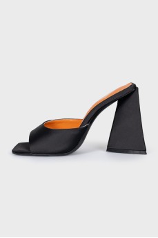 Devon black textile mules