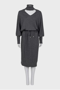 High-neck wool dress