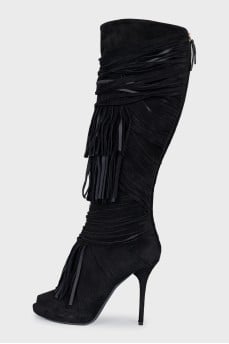 Suede open-toe boots
