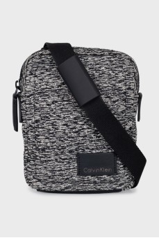 Men's black and white messenger bag