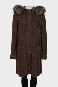 Cashmere hooded cardigan