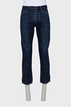 Men's dark blue jeans with pockets