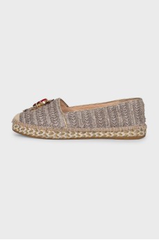Textile espadrilles with crystals