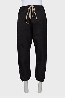 Men's black trousers with elastic waistband