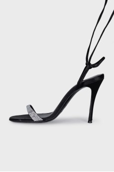 Lace-up sandals decorated with rhinestones